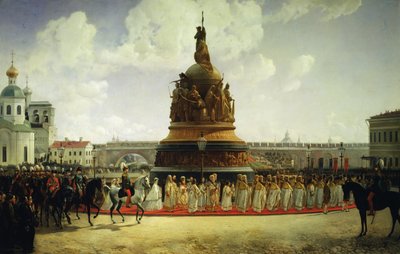 The Consecrating of the Monument to the Millennium of Russia in Novgorod by Bogdan Willewalde